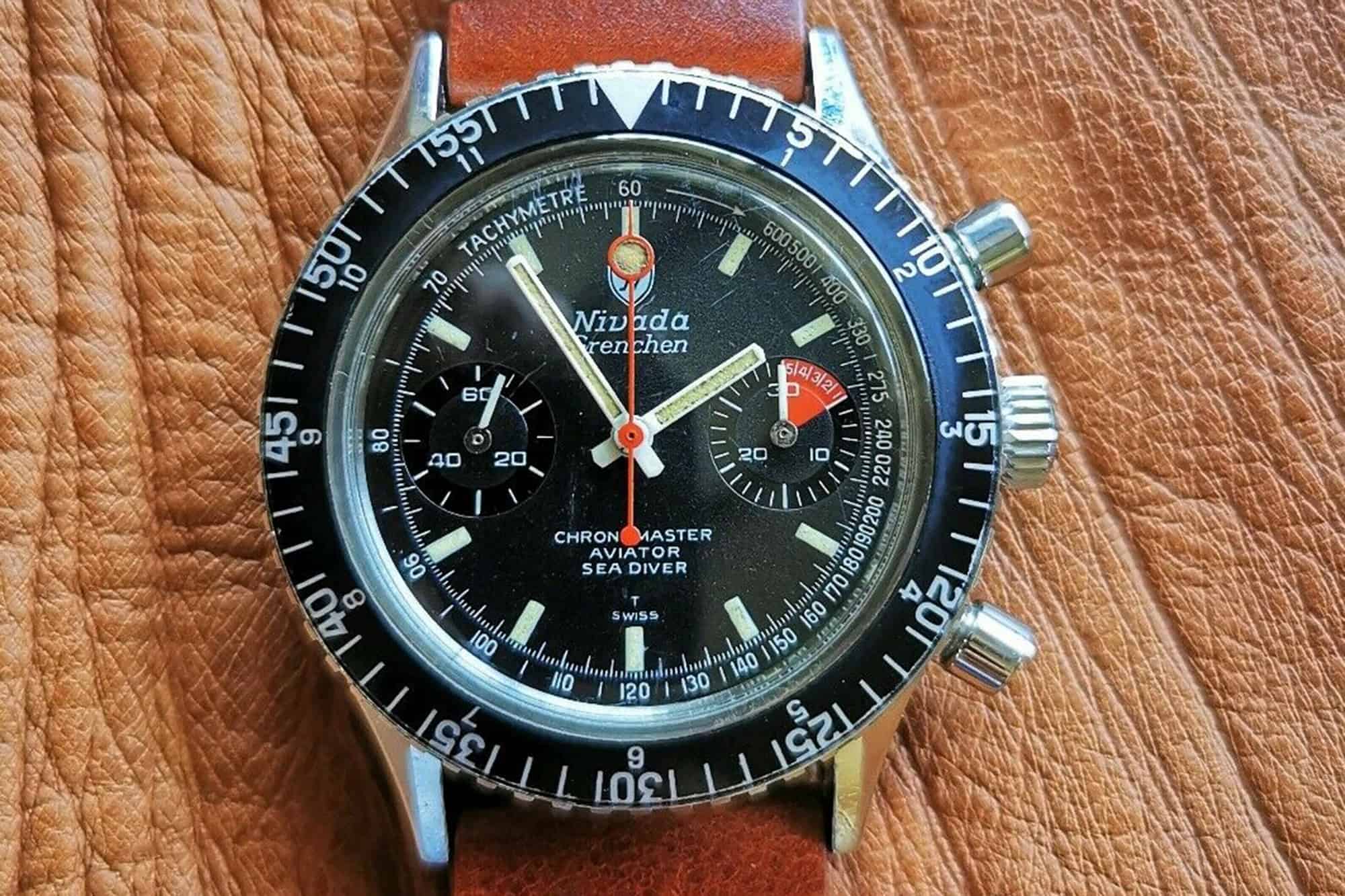 eBay Finds: Seiko Sportsmatic SilverWave “30 Proof” Diver, Nivada Grenchen Chronomaster Aviator Sea Diver Chronograph, and More