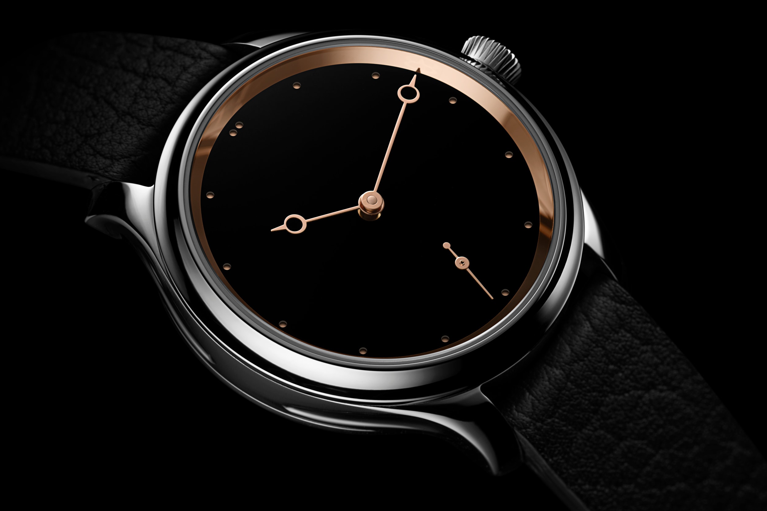 covered in vantablack®, h. moser & cie.'s blacker than black watch seems to  disappear