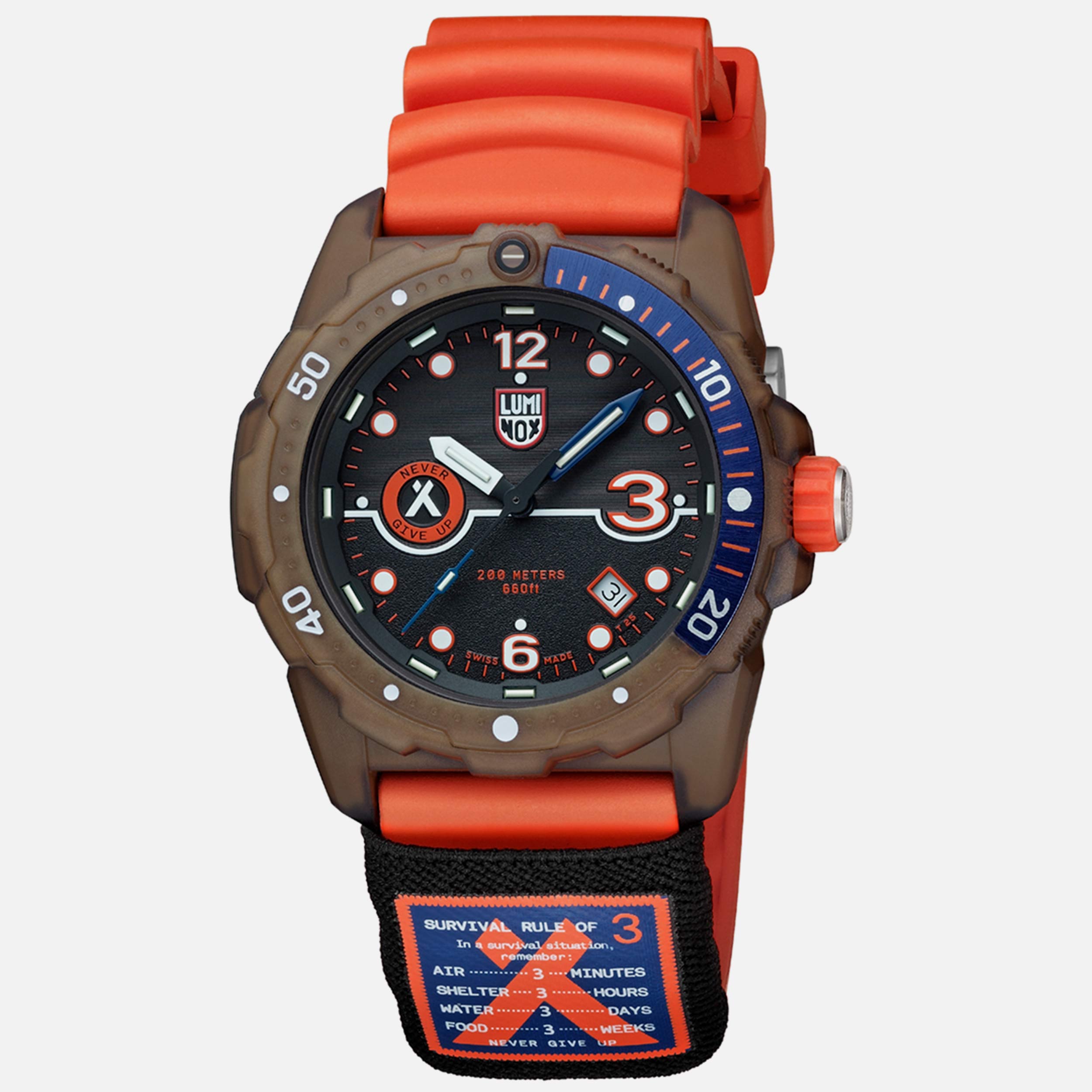 Bear Grylls Reminds us of the Rule of Three with a New Luminox Made from Recycled Plastic