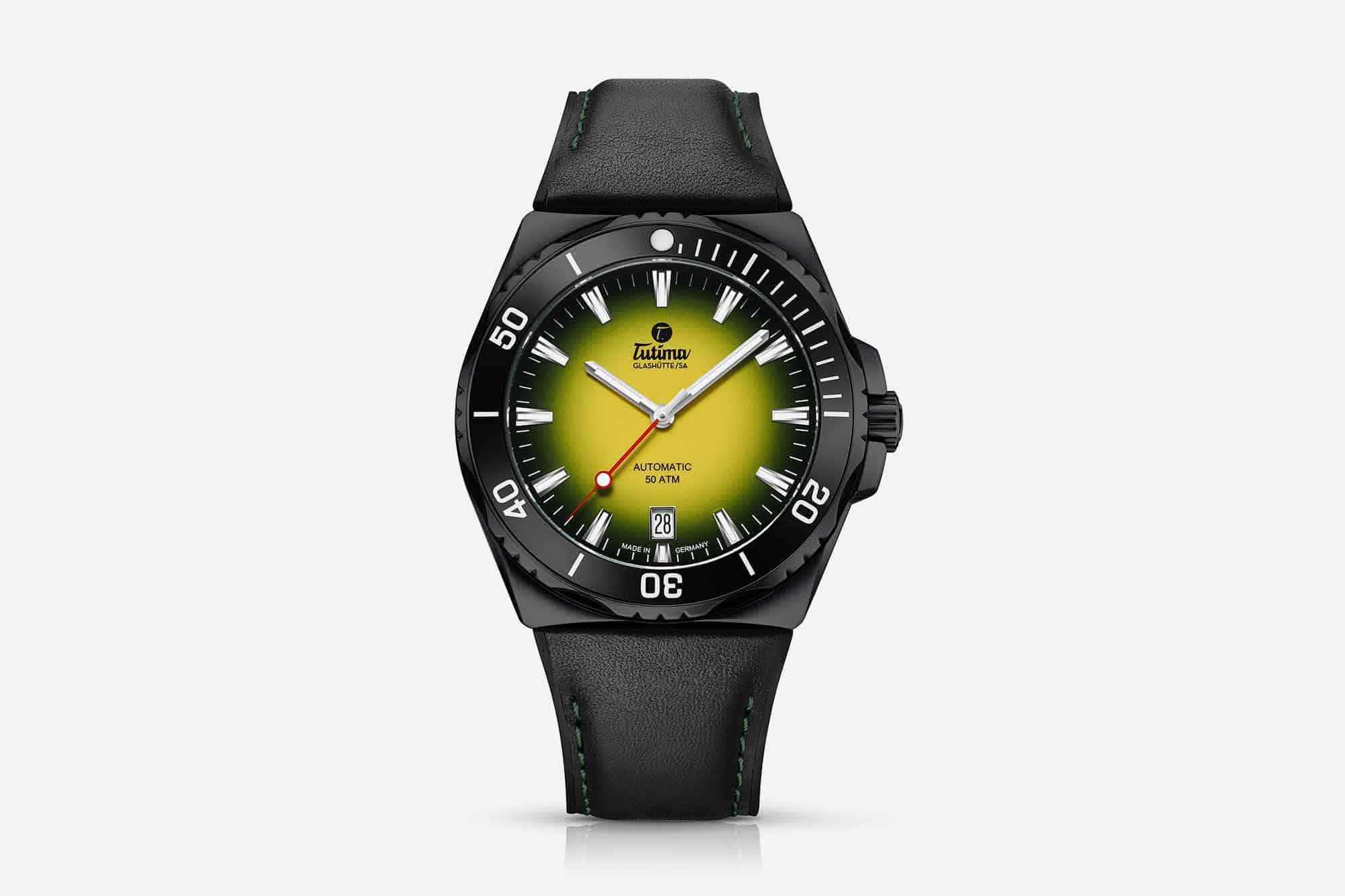 Tutima Introduces the M2 Seven Seas in a Yellow-Green Dial and PVD Coated Case